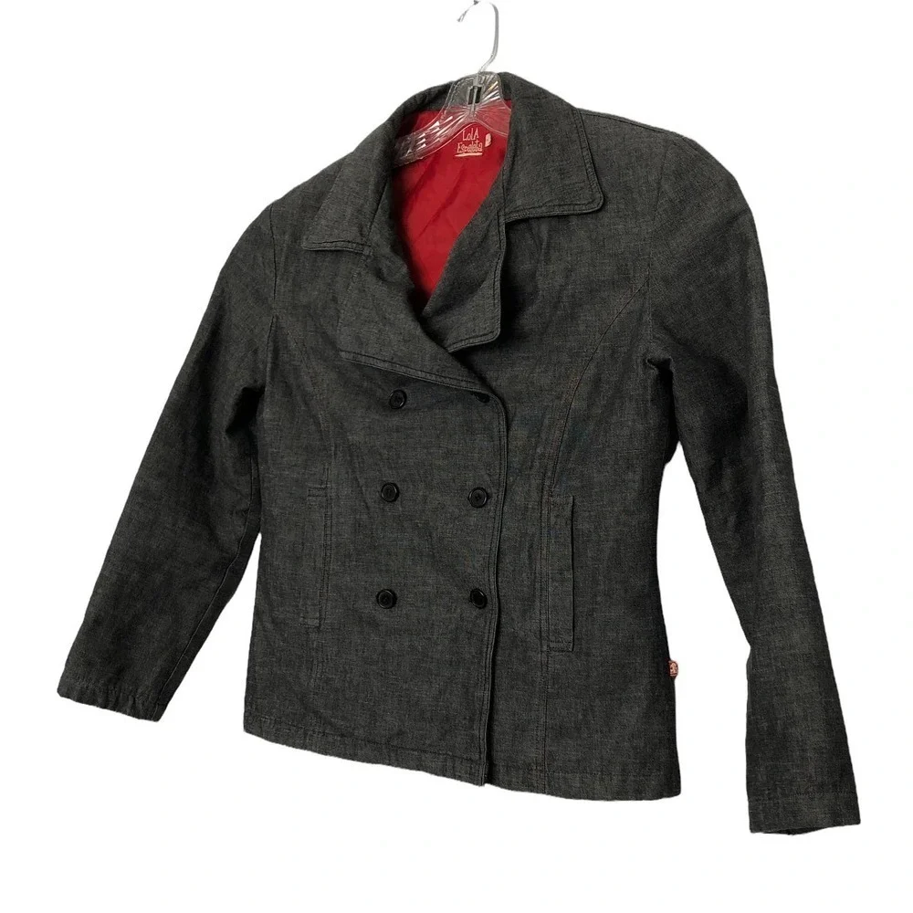 Lola Espeleta Women Blazer Size 3 Double Breasted Long Sleeve ‎ Notched Collar